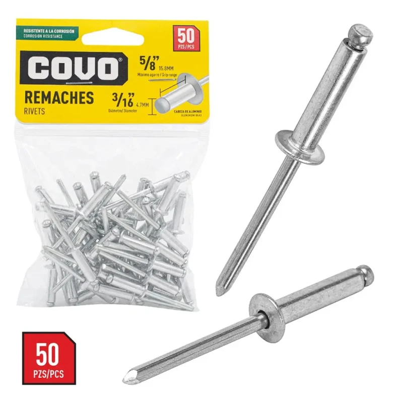 REMACHES 3/16" X 5/8" 50 PIEZAS COVO CV-RS-4816