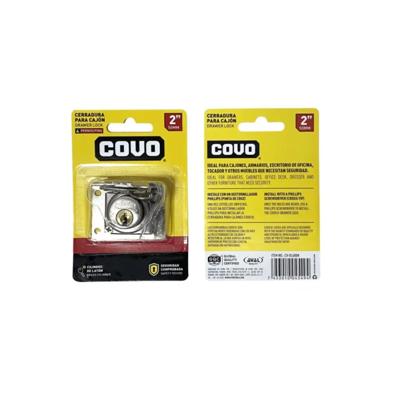 CERRADURA PARA GAVETA 2" CROMADA COVO CV-DL600N