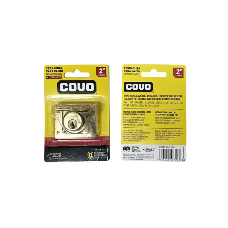 CERRADURA PARA GAVETA 2" DORADA COVO CV-DL600G