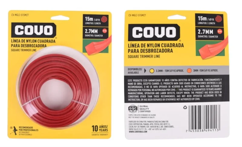 NYLON REDONDO PARA DESMALEZADORA 15MT X 2.7MM COVO