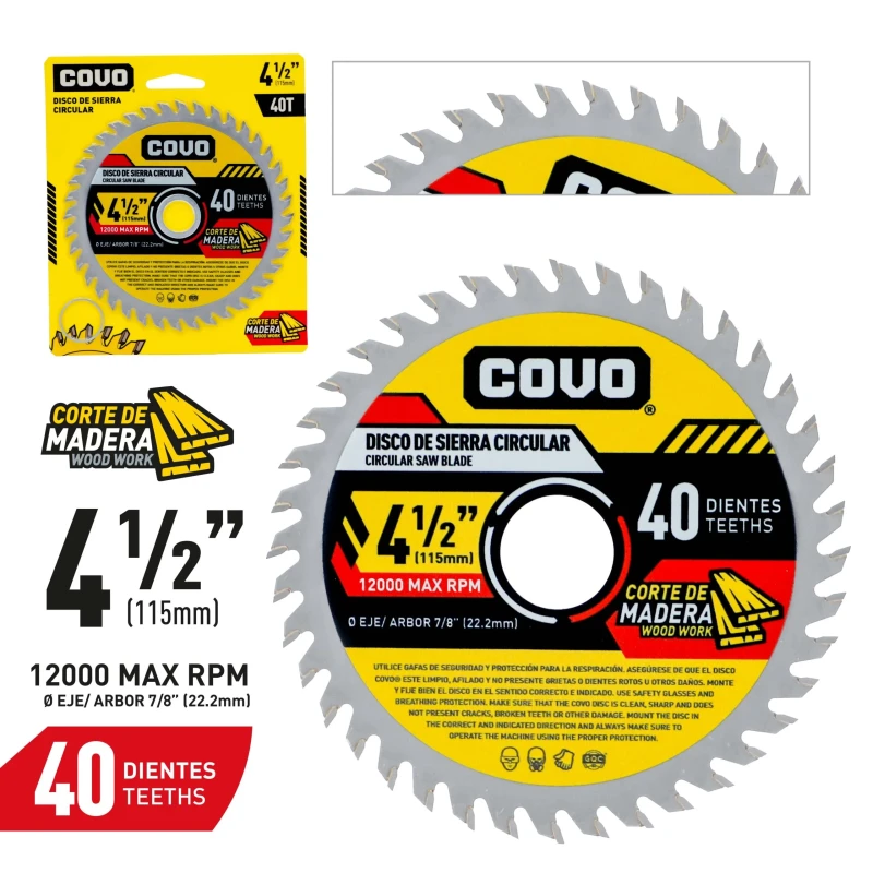 DISCO DE SIERRA 4 1/2" PARA MADERA COVO A367-S9609-CV