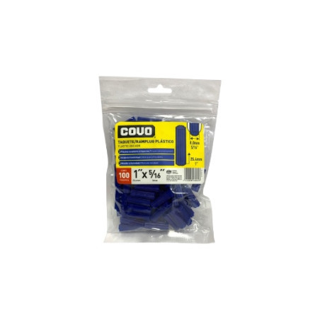 RAMPLUG PLASTICO 1" X 5/16 100 PIEZAS AZUL COVO